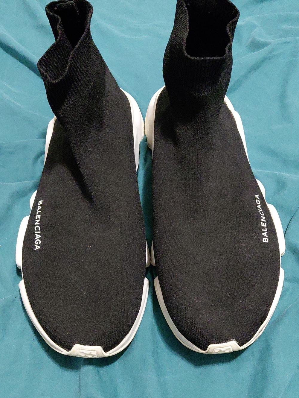 Balenciaga Black Sock-Style Speed Trainer Sneakers with White Sole